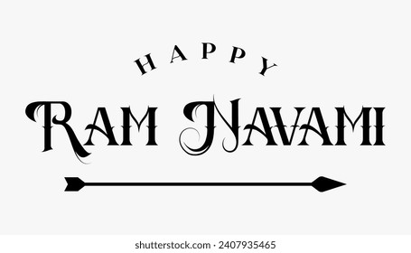 Happy Ram Navami lettering indian hindu festival vector illustration.