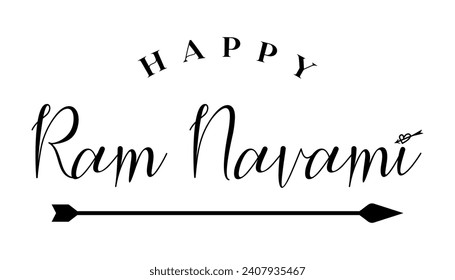 Happy Ram Navami lettering indian hindu festival vector illustration.