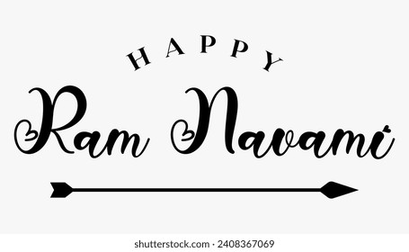 Happy Ram Navami lettering indian hindu festival vector illustration.