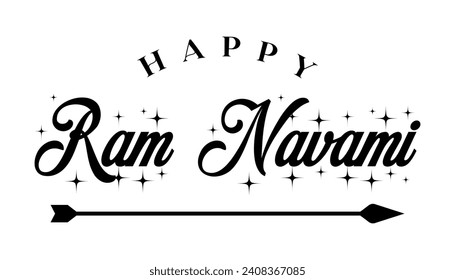 Happy Ram Navami lettering indian hindu festival vector illustration.