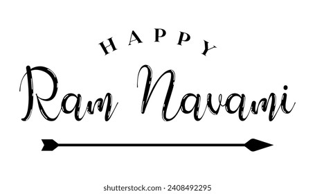 Happy Ram Navami lettering indian hindu festival vector illustration.