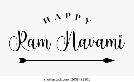 Happy Ram Navami lettering indian hindu festival vector illustration.