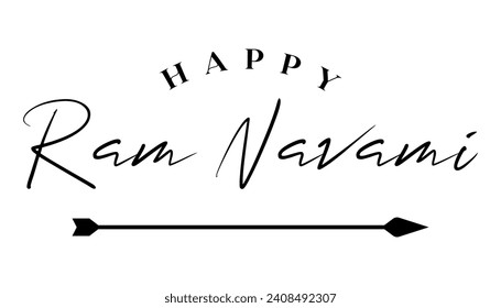 Happy Ram Navami lettering indian hindu festival vector illustration.