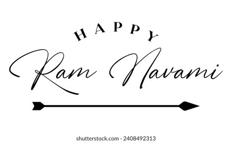Happy Ram Navami lettering indian hindu festival vector illustration.