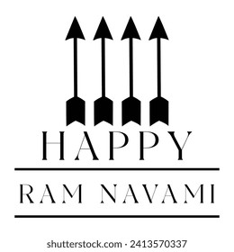 Happy Ram Navami lettering indian hindu festival vector illustration.