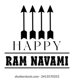 Happy Ram Navami lettering indian hindu festival vector illustration.