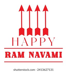 Happy Ram Navami lettering indian hindu festival vector illustration.