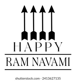 Happy Ram Navami lettering indian hindu festival vector illustration.