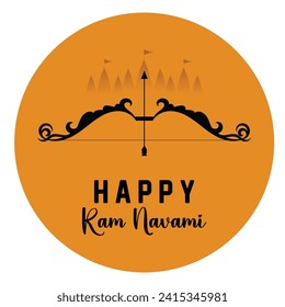 Happy Ram Navami lettering indian hindu festival vector illustration.