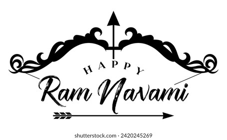 Happy Ram Navami lettering indian hindu festival vector illustration.