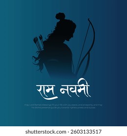 happy Ram Navami with Lotrd Ram ji silhoutte, a Hindu festival celebration Ram navami Background Design. abstract vector illustration design.