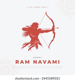 Happy Ram Navami Post and Greeting Card Design. Lord Rama Born Day Celebration Vector Illustration