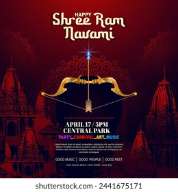 happy ram navami poster with gradient color. vector illustration