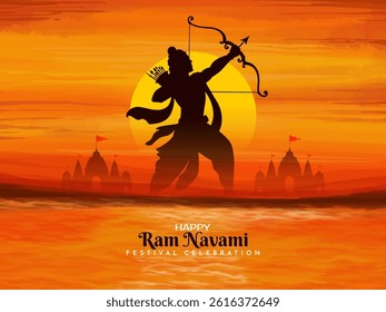 Happy Ram Navami religious Indian festival landscape background vector