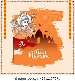 Happy Ram navami traditional Hindu festival card design vector