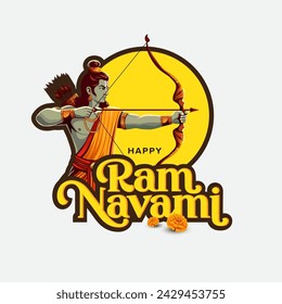 Happy Ram Navami Typography Vector Design Template