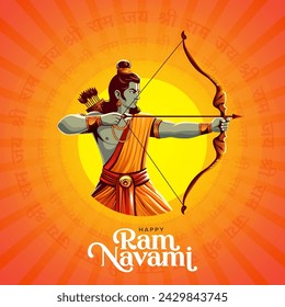 Happy Ram Navami Vector Background Design with Lord Rama Illustration