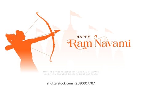 Happy Ram Navami Vector Background Design with Silhouette Lord Rama Illustration. Shree Ram Navami celebration background for religious holiday of India. Shree Ram Navmi with Lord Ram vector.
