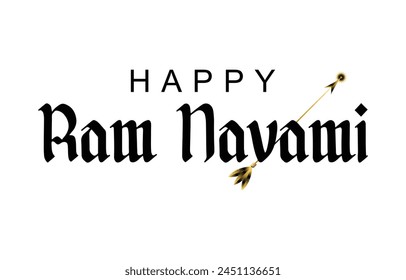 Feliz Ram Navami. Anuncio de Vector Ram Navami en fondo aislado. Vector Ram Navami textos	
