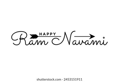 Happy Ram Navami. Ram Navami vector banner on isolated background. Vector Ram Navami text	