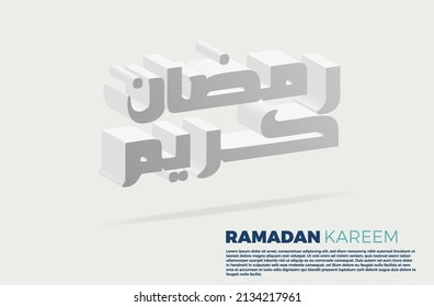 Happy Ramadan 3D Render, muslim holy month wish card
