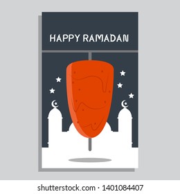 Happy Ramadan Banner Design with Food Image Vector
