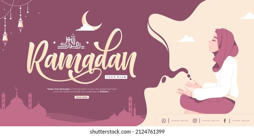 happy ramadan banner template design arabic calligraphy means ramadan
