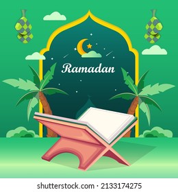 happy ramadan concept illustration vector