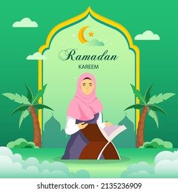 happy ramadan concept illustration vector