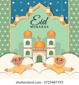 Feliz día de Ramadán. Eid Mubarak. Felicidad durante el Ramadán