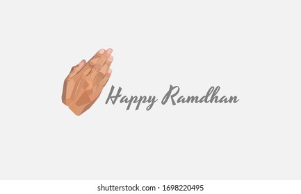 happy ramadan hand gesture vector illustration. Polygonal concept. Low poly
