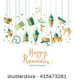 Happy Ramadan icons set of Arabian. Muslim abstract greeting banners. Islamic vector illustration. 