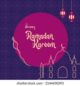 Happy Ramadan Kareem Card Background Futuristic Color Celebration Eid Mubarak