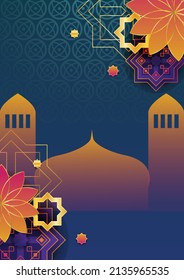 Happy Ramadan kareem or Eid Mubarak greeting card cover background for social media story or post, poster, flier, sale banner