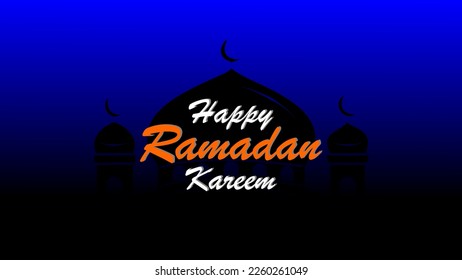 Happy Ramadan Kareem Gradient Blue Black Vector Illustration. Muslim Holy Month Ramadan Kareem