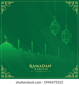 happy ramadan kareem green islamic card design