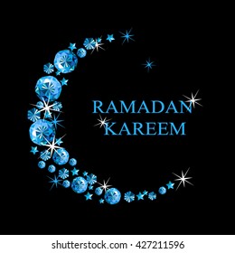 Happy Ramadan Kareem, greeting background vector illustration. Brilliant month