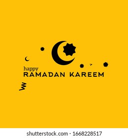 happy ramadan kareem icon vector, lettering with moon and star, religion vector