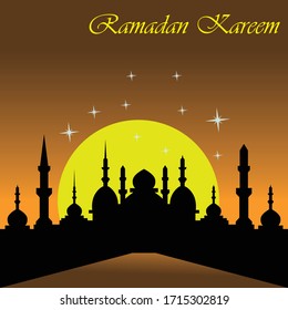 Happy Ramadan kareem islamic design with mosque and moon holy. vector illustration
