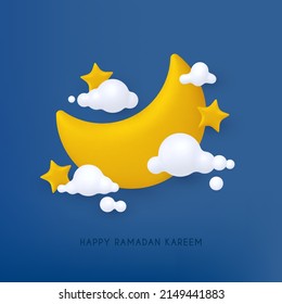 Happy Ramadan kareem vector 3d render illustration