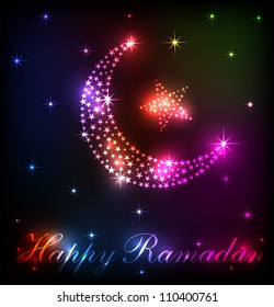 Happy Ramadan Moon Rainbow Design (EPS10 Vector)