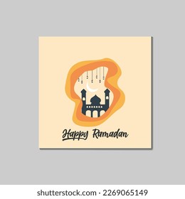 Happy Ramadan Mosque flat illustration design