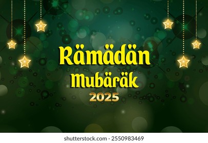 happy ramadan mubarak 2025 template banner with beautiful islamic ornament with green background design 02