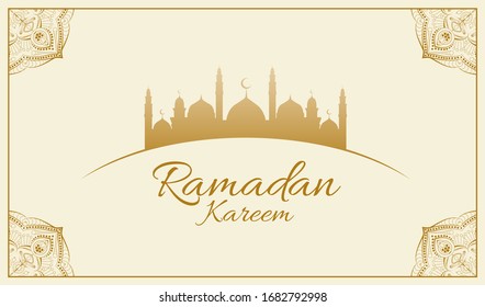 Happy ramadan mubarak greeting concept with people character for web landing page template. Suitable for web landing page, ui, mobile app, banner template. flat cartoon vector illustration.