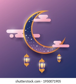 Happy ramadan mubarak greeting concept with people character for web landing page template. Suitable for web landing page, ui, mobile app, banner template. flat cartoon vector illustration.