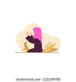 Happy Ramadan Mubarak with people praying characters for templates, banners. Vector illustration of a flat design Eid al-Fitr or Adha Islam.