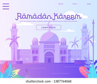 Happy Ramadan mubarak Web Design Template with Mosque