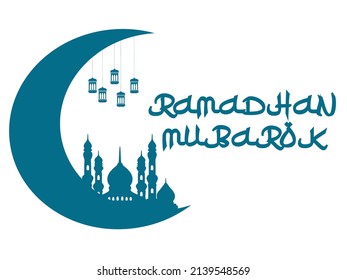 Happy ramadan mubarok greeting ilustration concept with people character. Can be used for banner, background image, sticker, social media, and greeting card