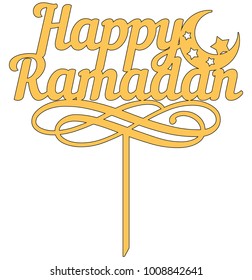 Happy Ramadan topper for laser  cutting 