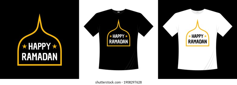 diseño alegre de camisetas de tipografía ramadana
